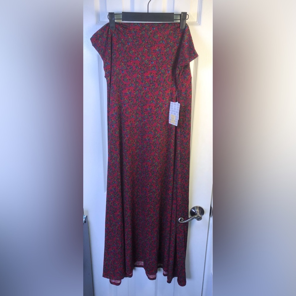 LuLaRoe Red Floral Maxi Skirt - Picture 3 of 12